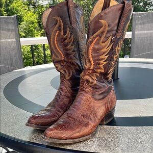 Brown ostrich leg boots from Cuadra